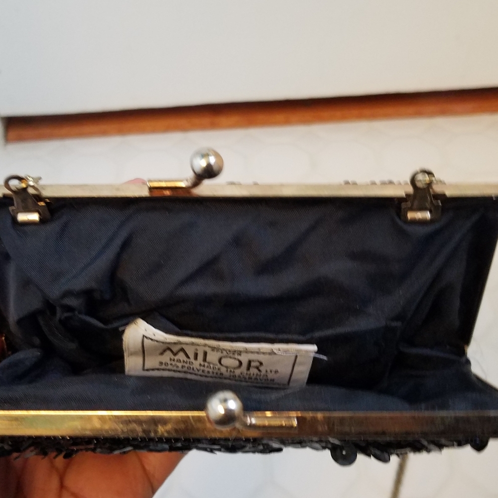 Vintage Speyer Milor black sequin shoulder bag WN - Picture 11 of 11
